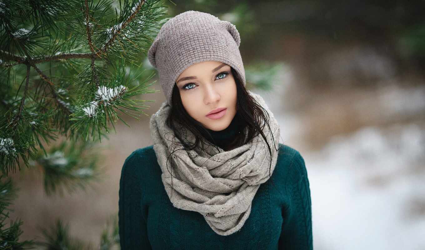 winter, female, picture, a cap, woman, winter, knitted, im genes, binit