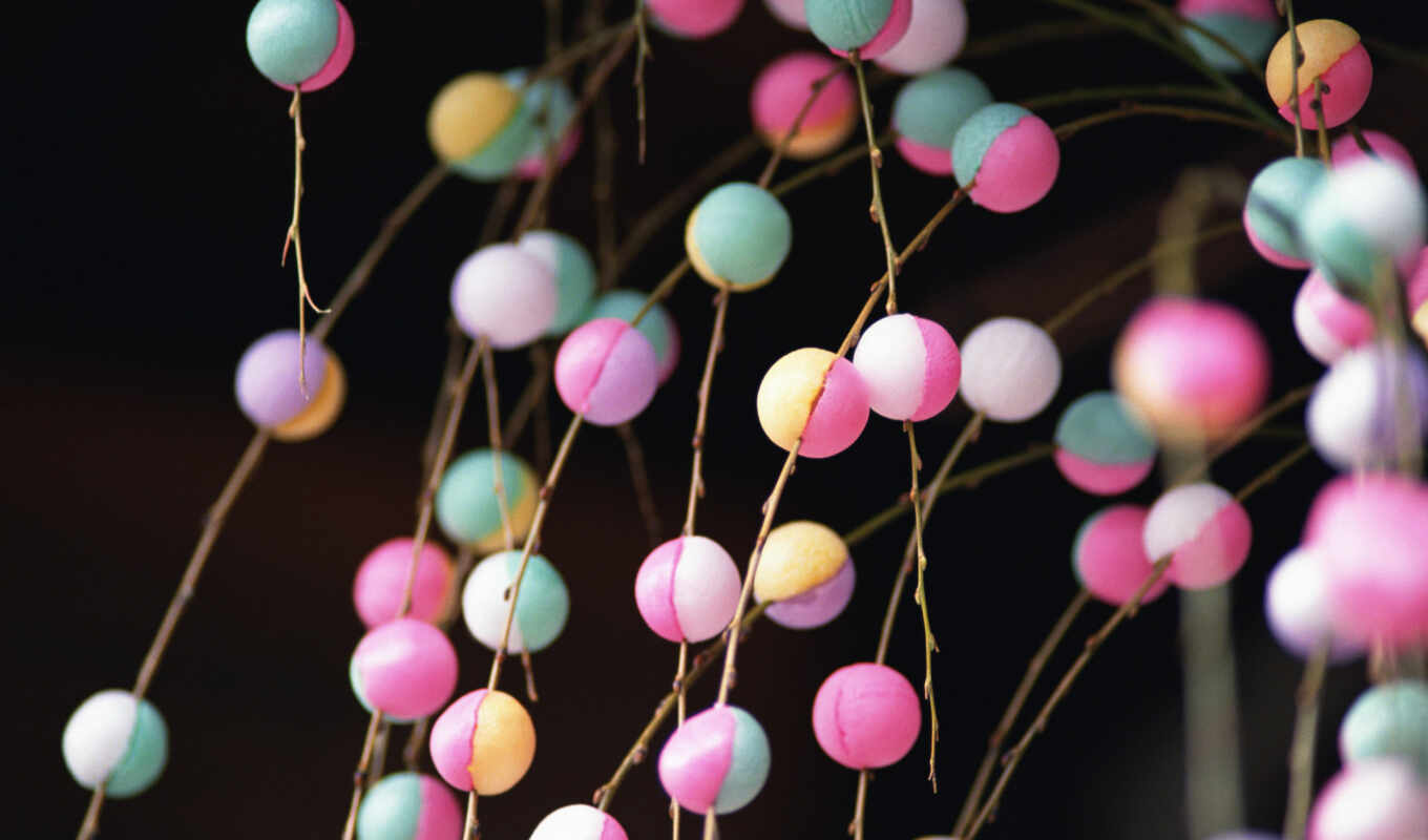 colorful, picture, balloons, multicolored, japan, branches, bishop, Come on, party