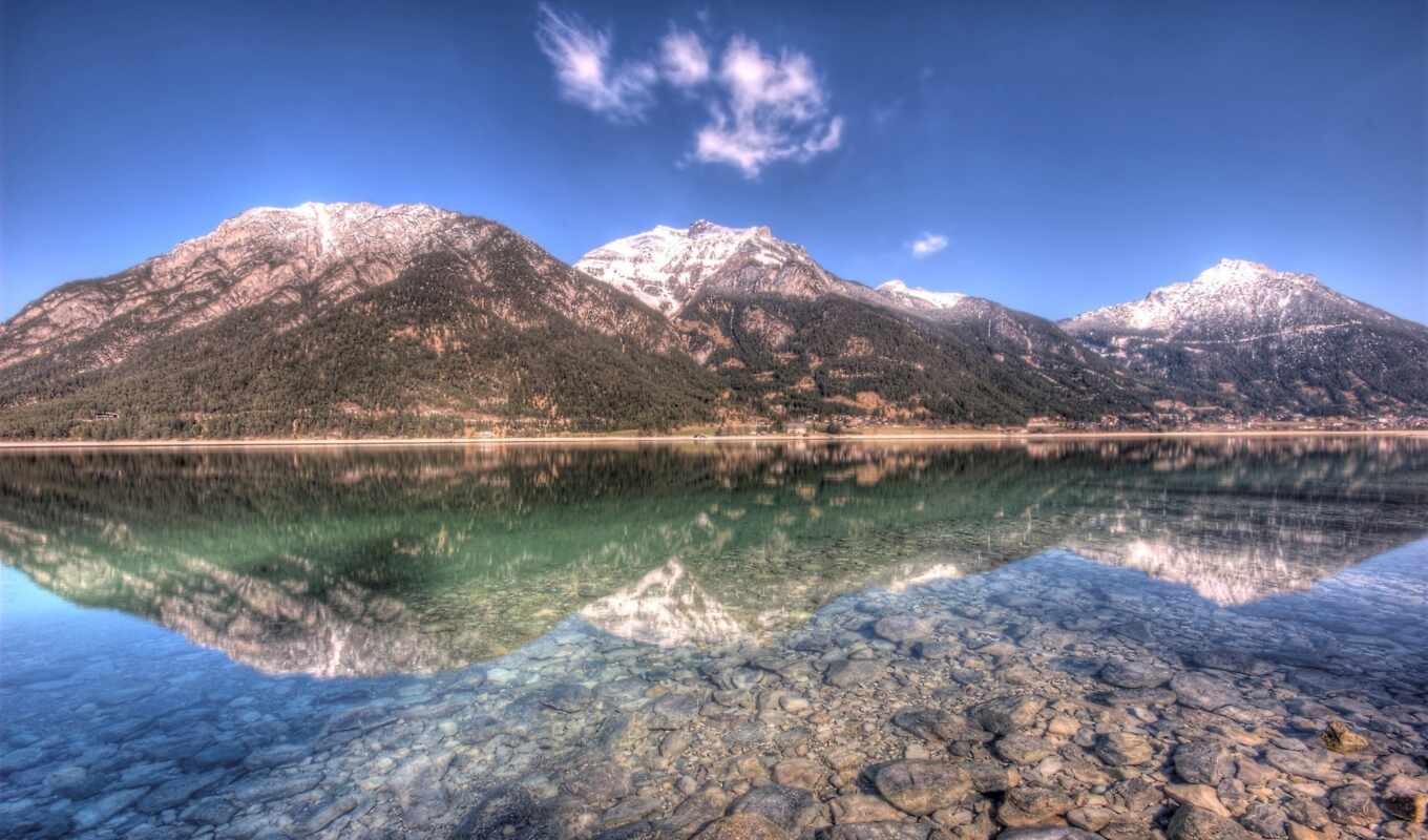 озеро, crystal, mountains, clear, лес, природа, небо, stock, photos, 
