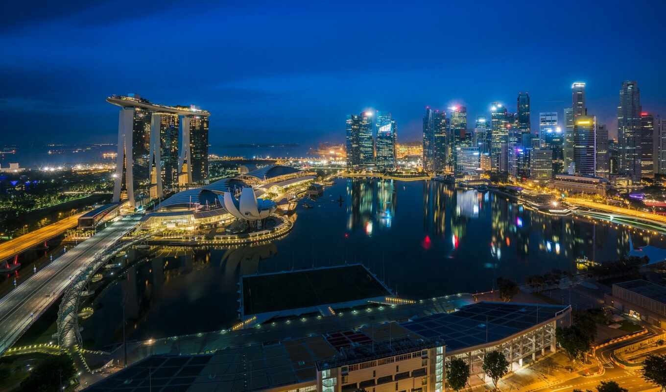 город, ночь, cityscape, architecture, огни, огонь, aerial, travel, singapore, небоскрёба