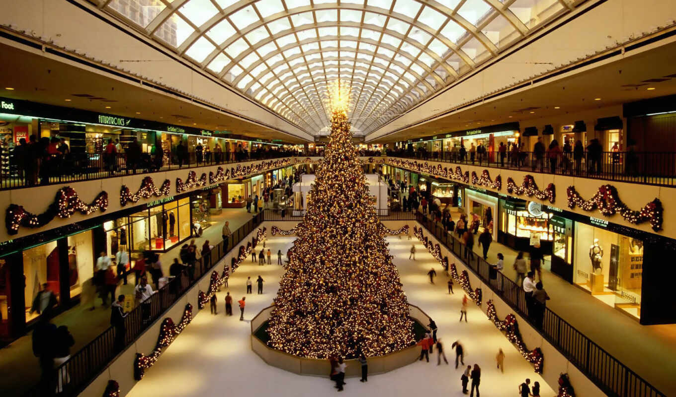 commercial, centre, Christmas tree, cut