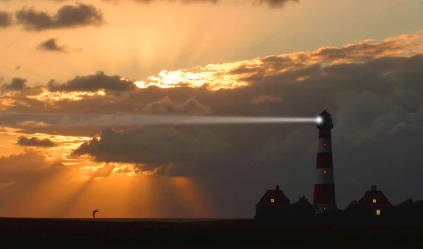sky, sunset, lighthouse
