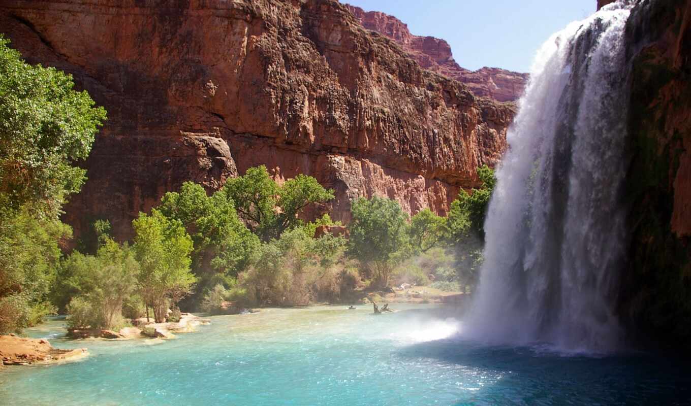background, mouth, beautiful, waterfall, arizona, havas
