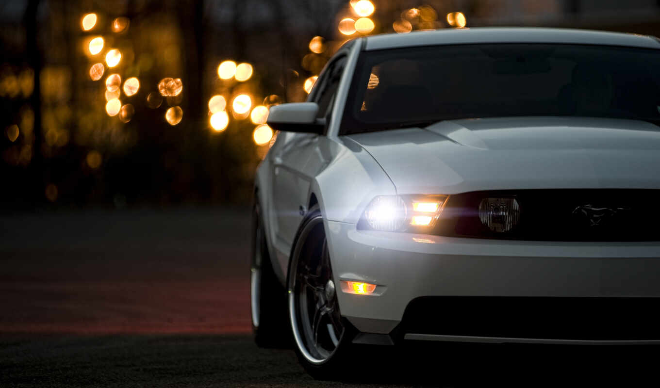 white, car, ford, mustang, muscle