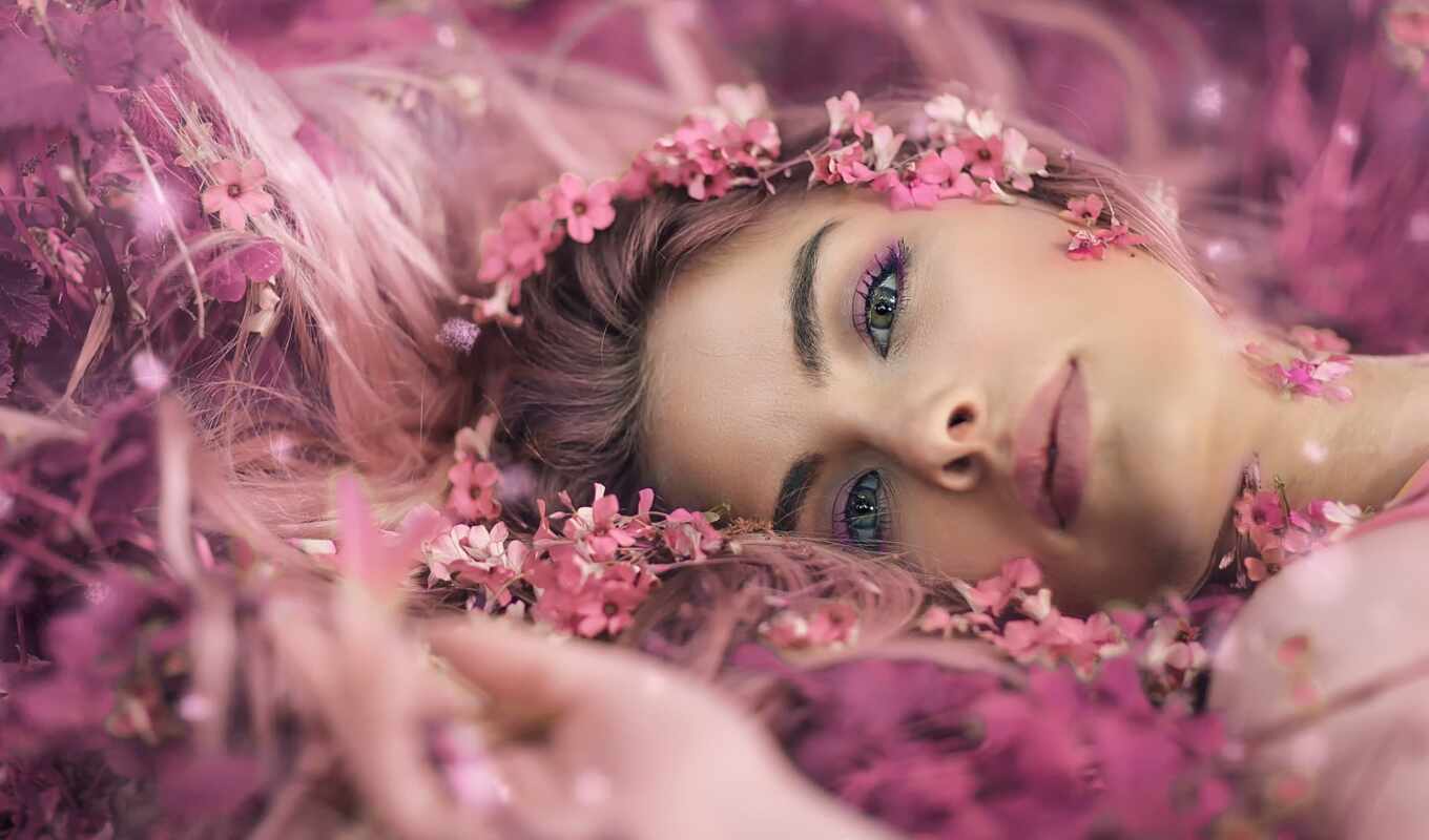 dee, girl, photographer, lies, colors, cvety, a wreath, pink, alessandro, cicco