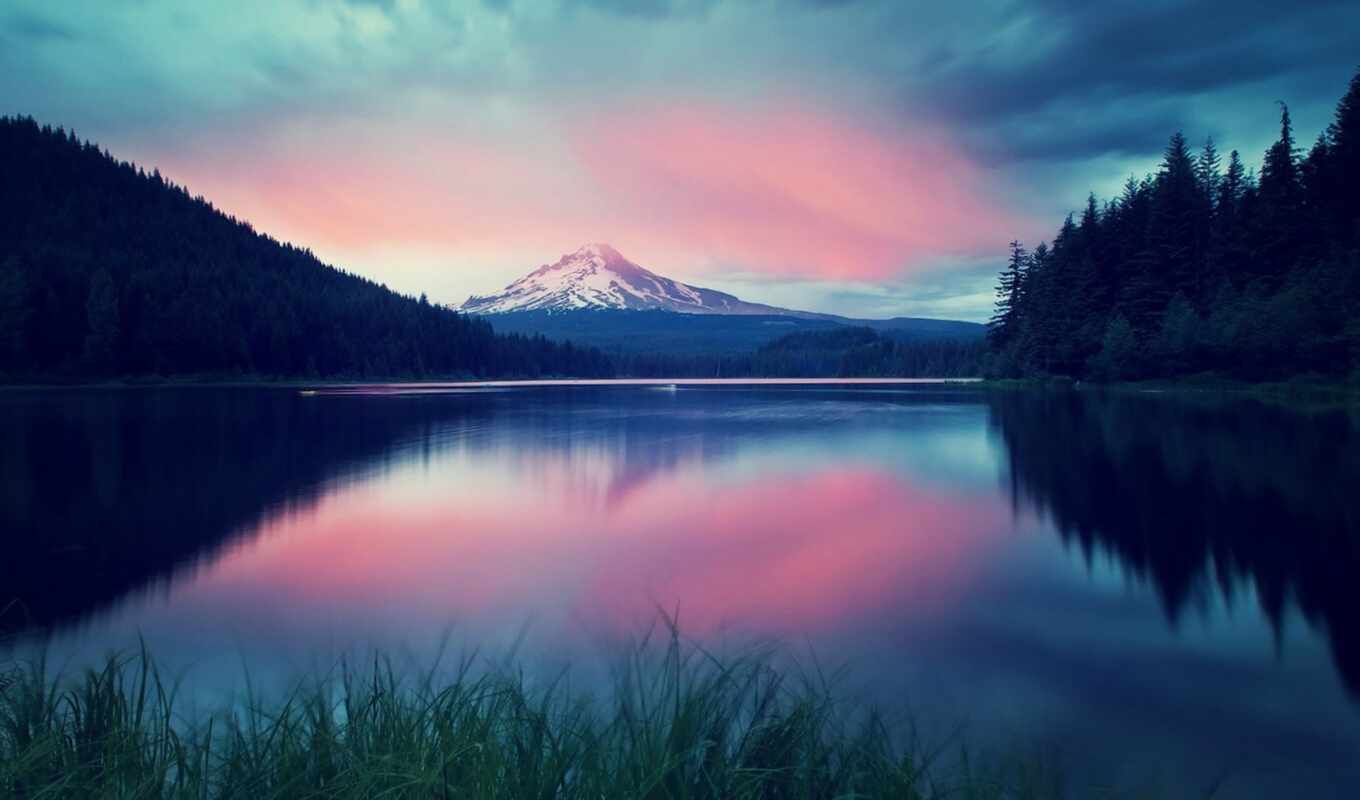 lake, sky, water, mountain, cloud, desert, reflection, natural landscape, Atmosphere, mount Fuji