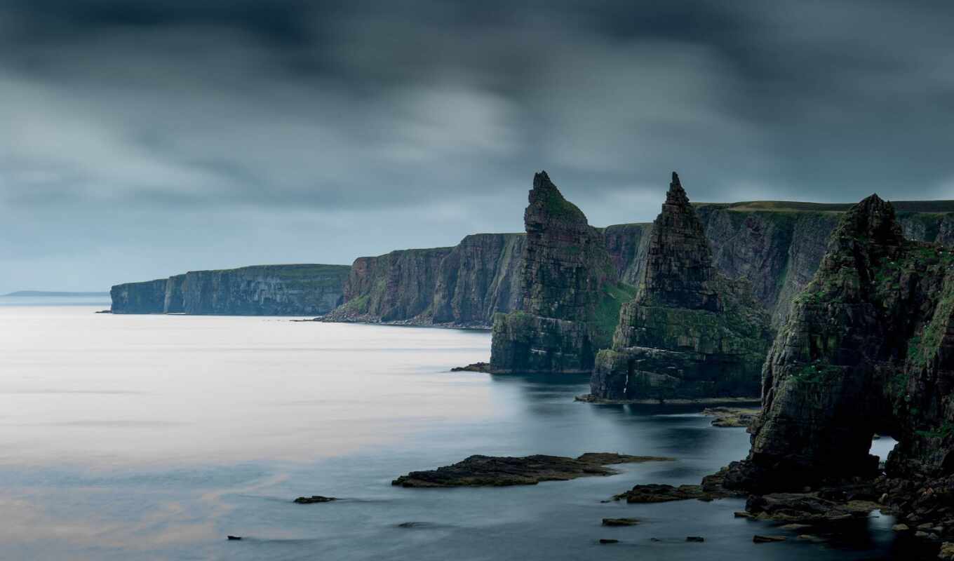 nature, sky, rock, sea, stormy, duncansby