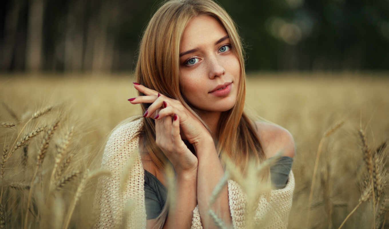 nature, girl, woman, field, pic, website, pose, mood, sit