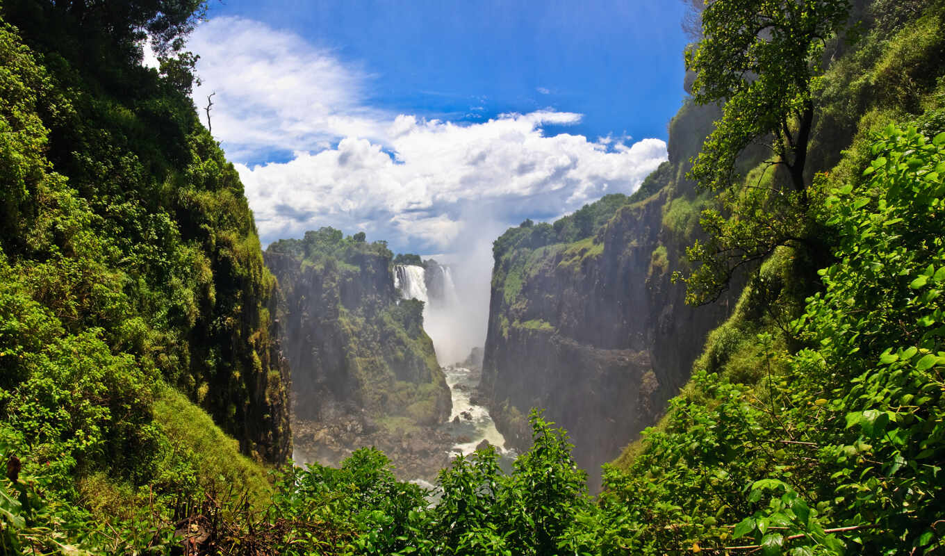зелёный, самые, красивые, водопад, водопады, falls