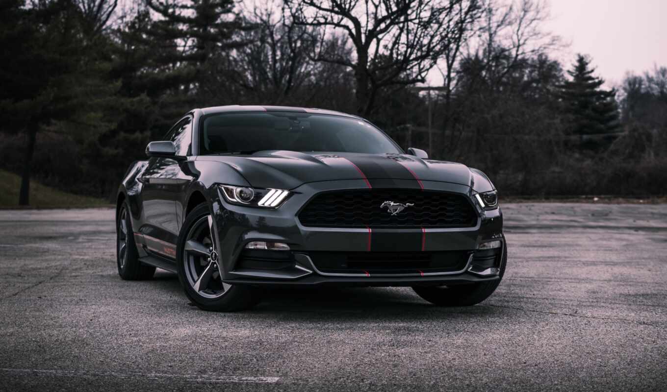 gray, lights, car, ford, mustang, american, coupe, sports, araba, tune