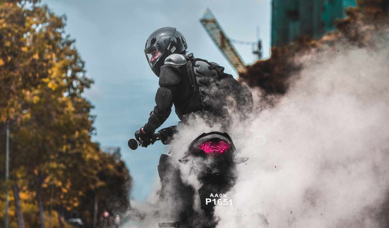 мотоцикл, дым, drift, bike, байкер