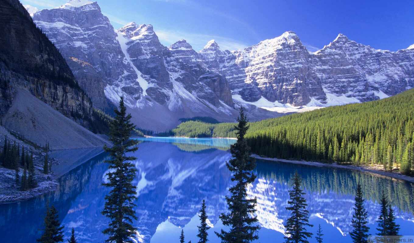 озеро, канада, moraine, морейн, banff, горы