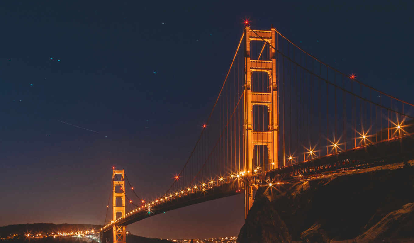 ,, мост, веха, ночь, небо, cable stayed bridge, fixed link, свет, подвесной мост, сумерки, освещение, мост Golden Gate, sydney harbour bridge, 8k resolution, 5k resolution, 4k resolution, Golden Gate, 