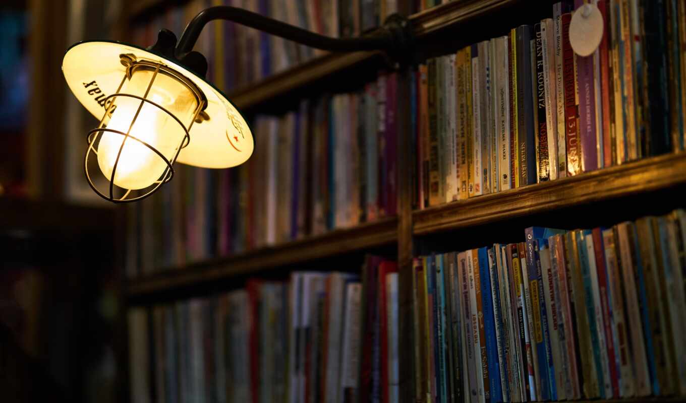 фото, книга, лампа, библиотека
