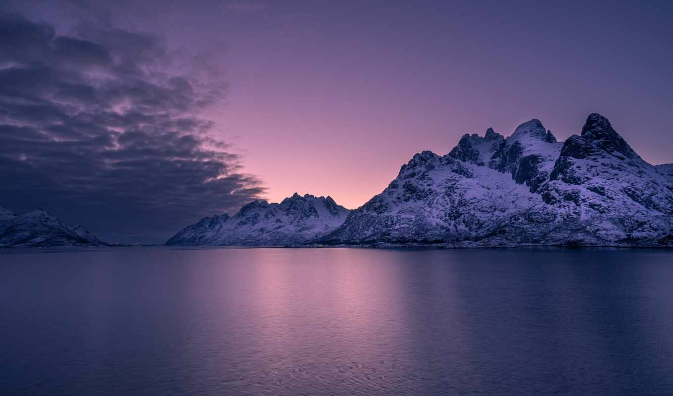 sky, purple, sunset, winter, mountain, add, the original, horizon, coast, complain