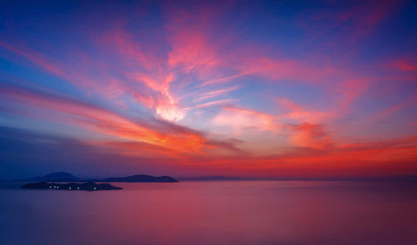 sun, закат, landscape, оранжевый, color, seascape, greece, родос