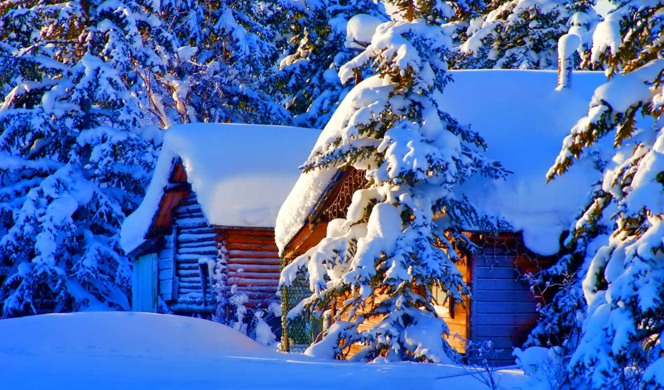 природа, картинка, дома, снег, winter, года, time, ёль