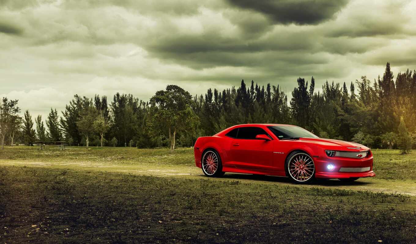 red, car, chevrolet, camaro, muscle, камаро, автомобили