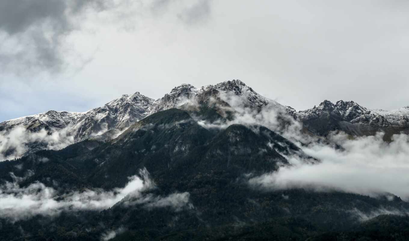 природа, фото, снег, гора, landscape, cover, туман, альпы, misty, public, domain