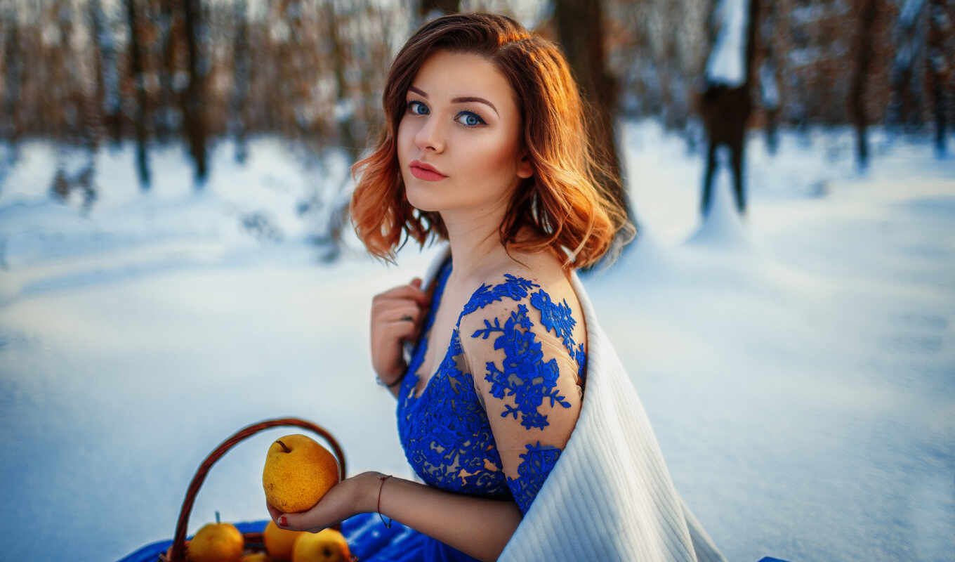 face, snow, winter, model, beautiful, meal
