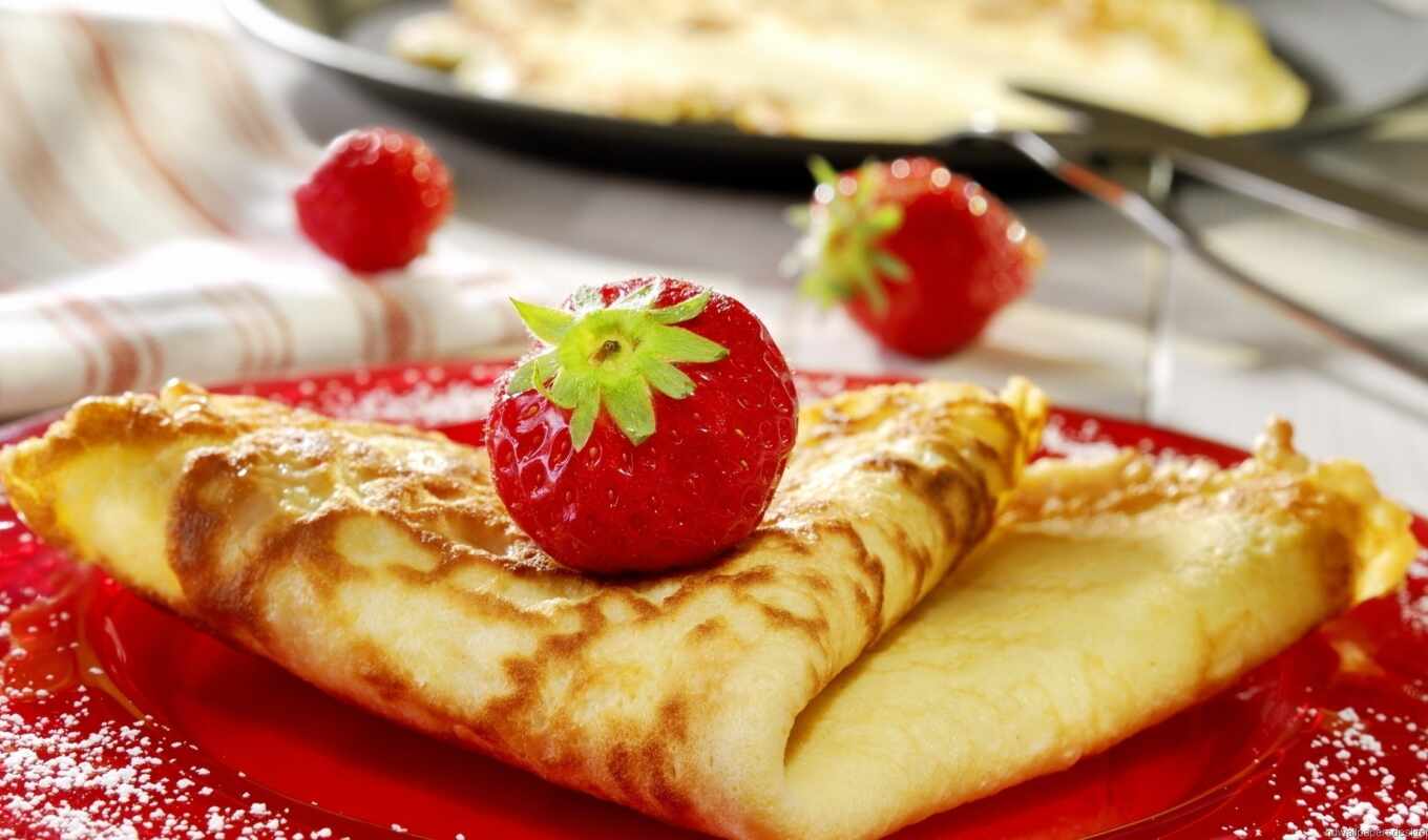 macro, strawberry, delicious, berry, meal, tasty, pancake