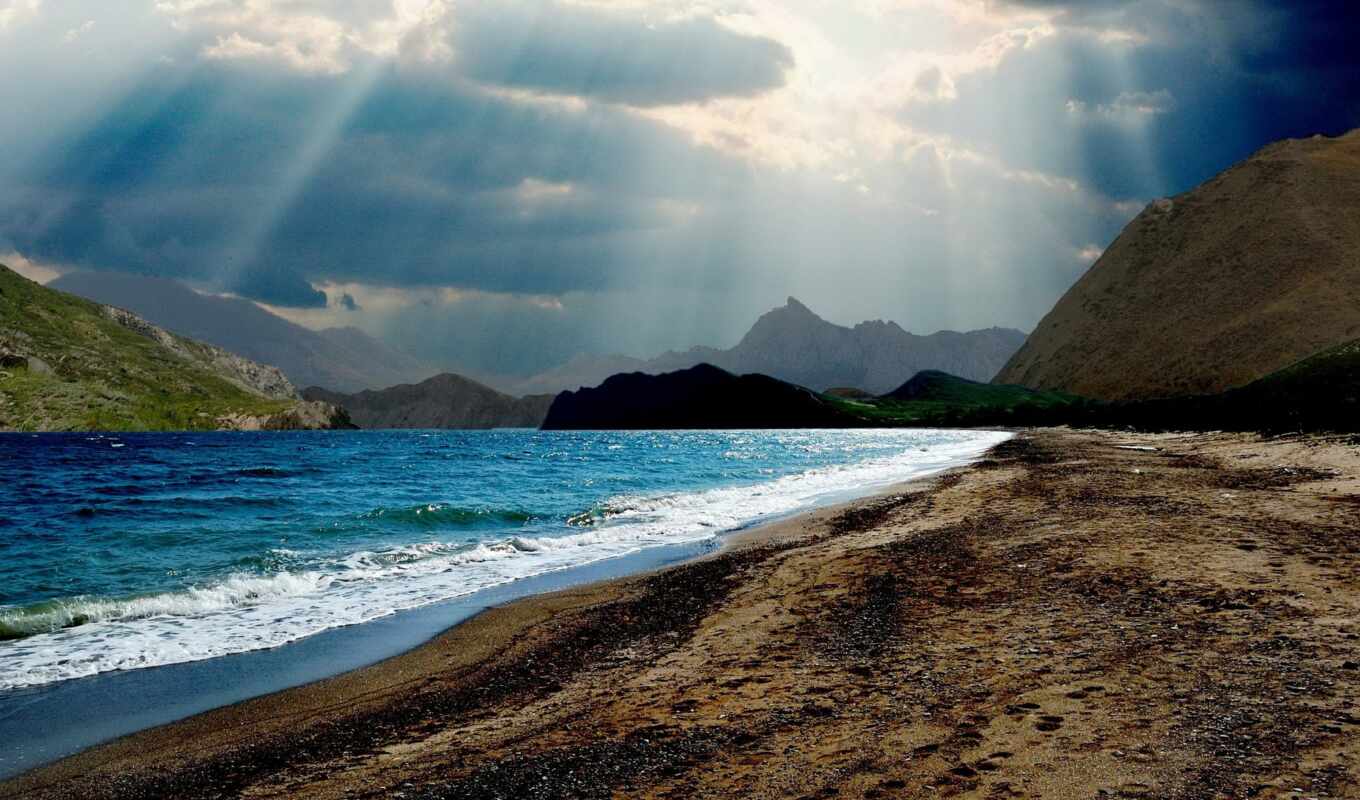 природа, high, пляж, море, definition, ocean, mountains, пляж