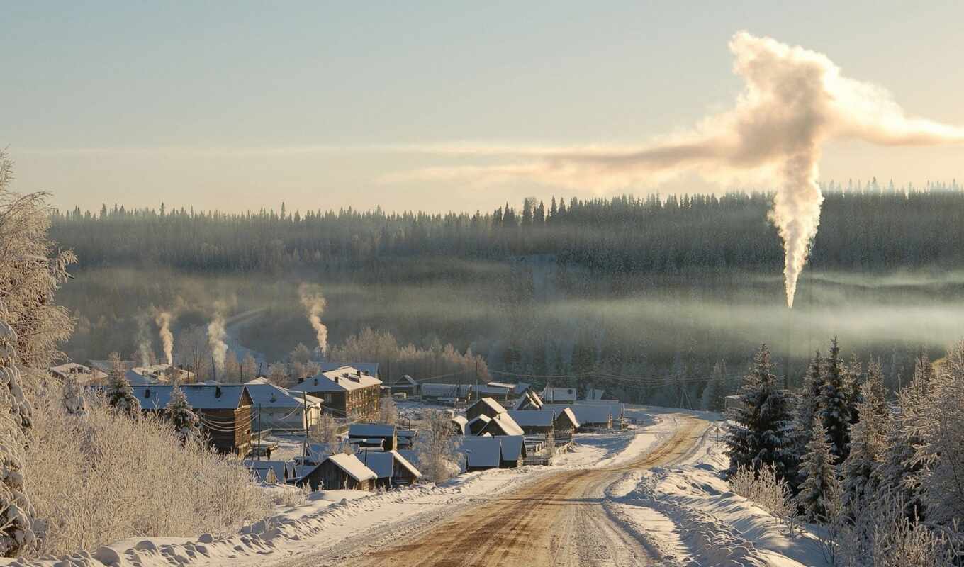nature, winter, landscape, Russia, village, natural, siberia, siberian