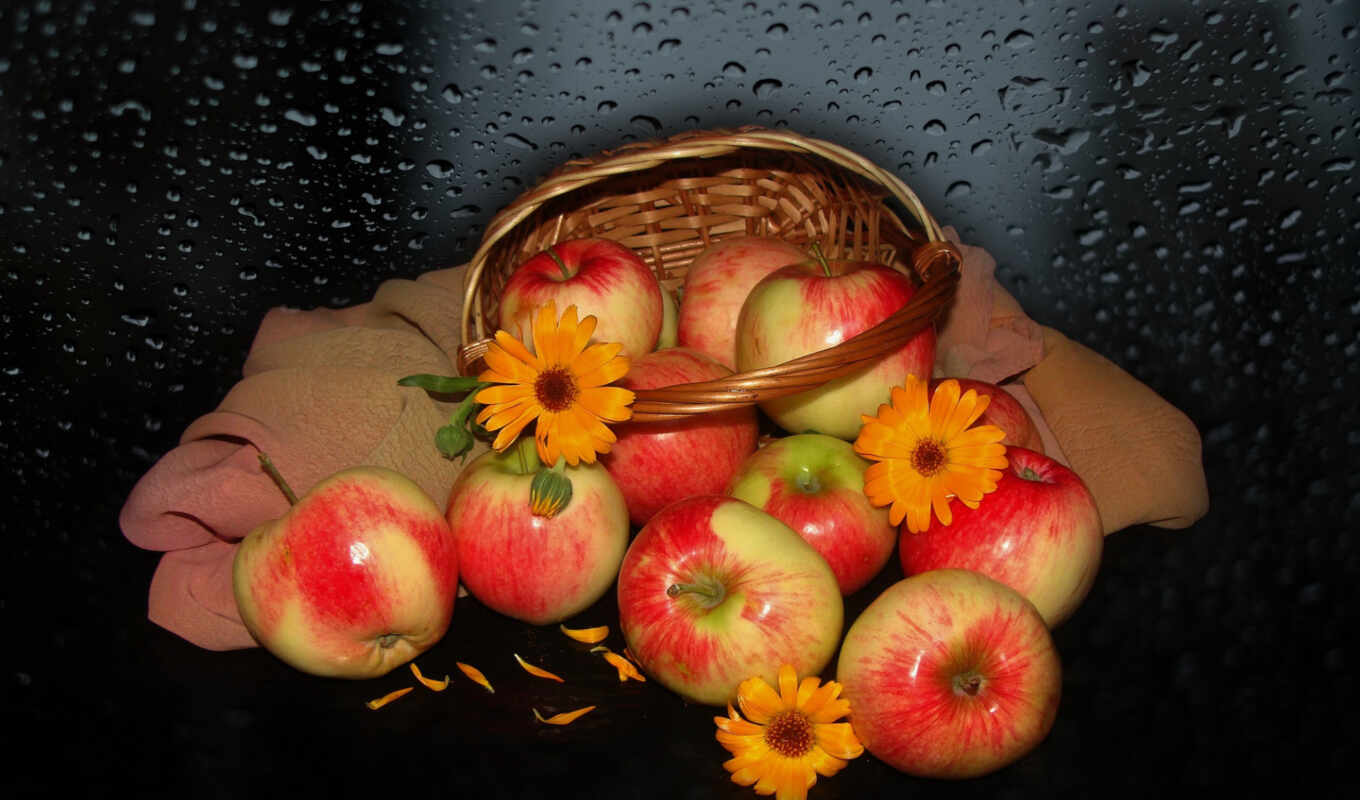 nature, apple, cool, beauty, nice, harmony, mood, basket, bouquet, that's great, wed