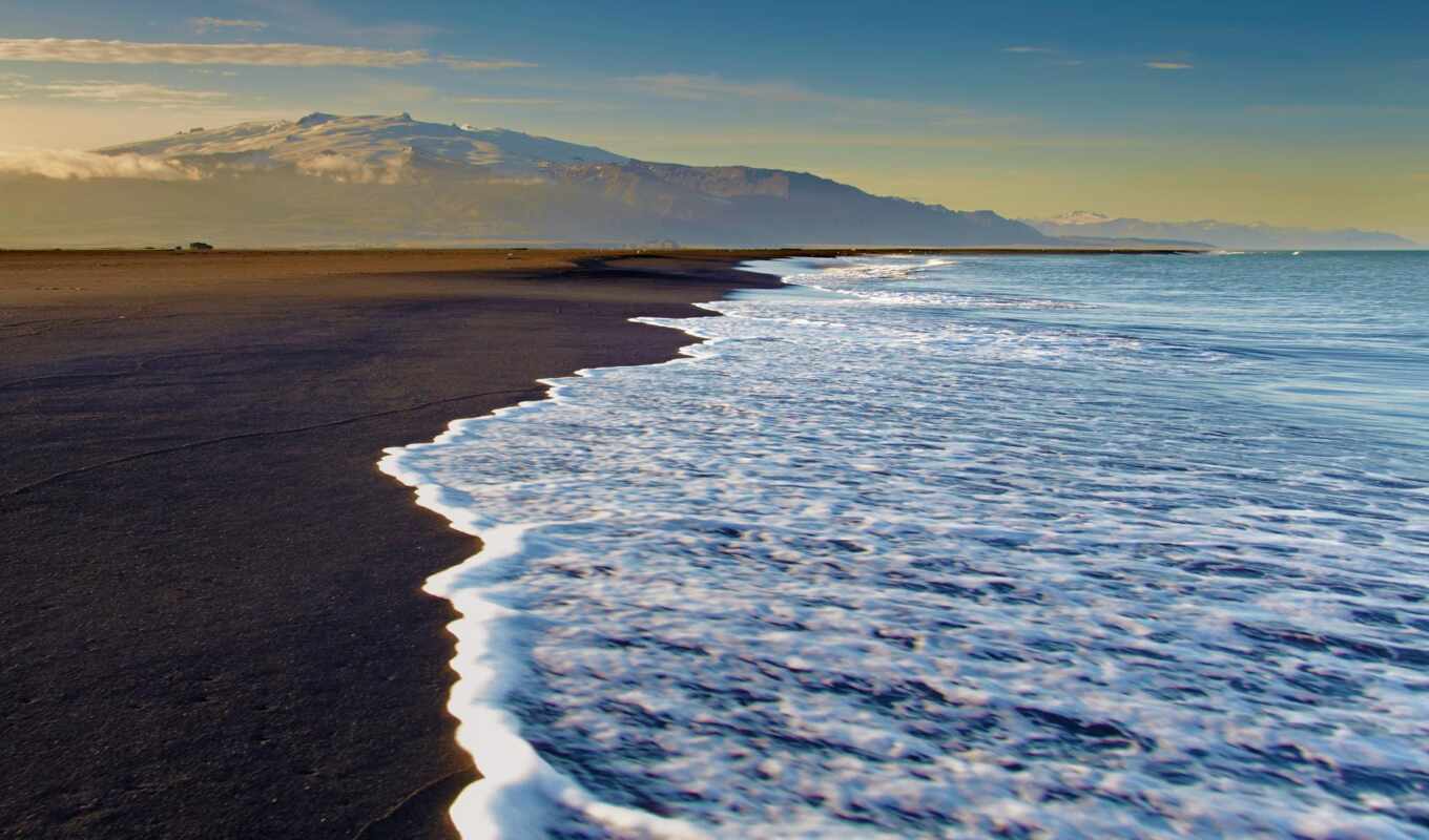 black, beach, sand, iceland