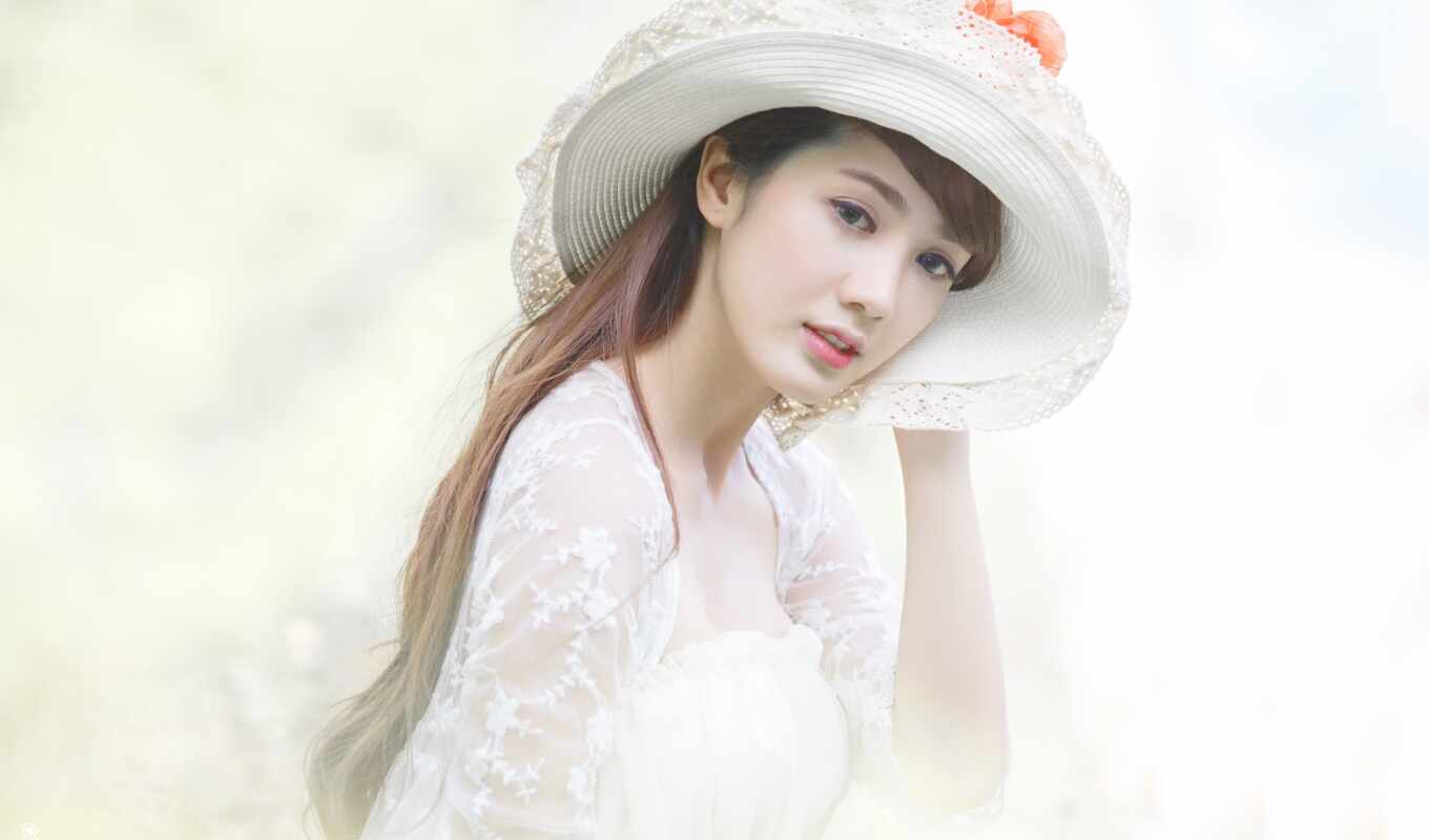 шляпа, девушка, cute, asian, красавица