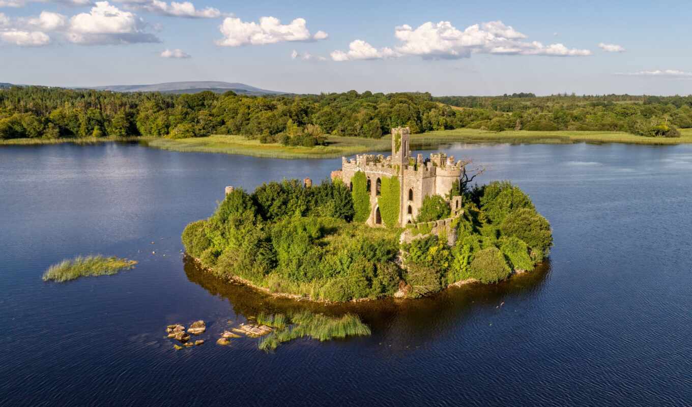 озеро, mac, castle, остров, ирландский, ключ, ireland, lough, roscommon, dermott