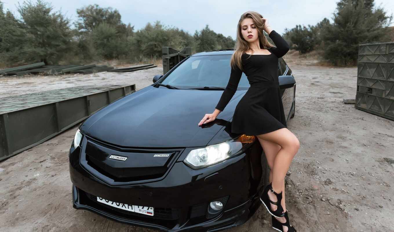black, девушка, женщина, платье, car