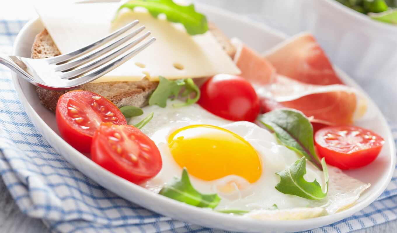завтрак, tomato, meal, yaichnica