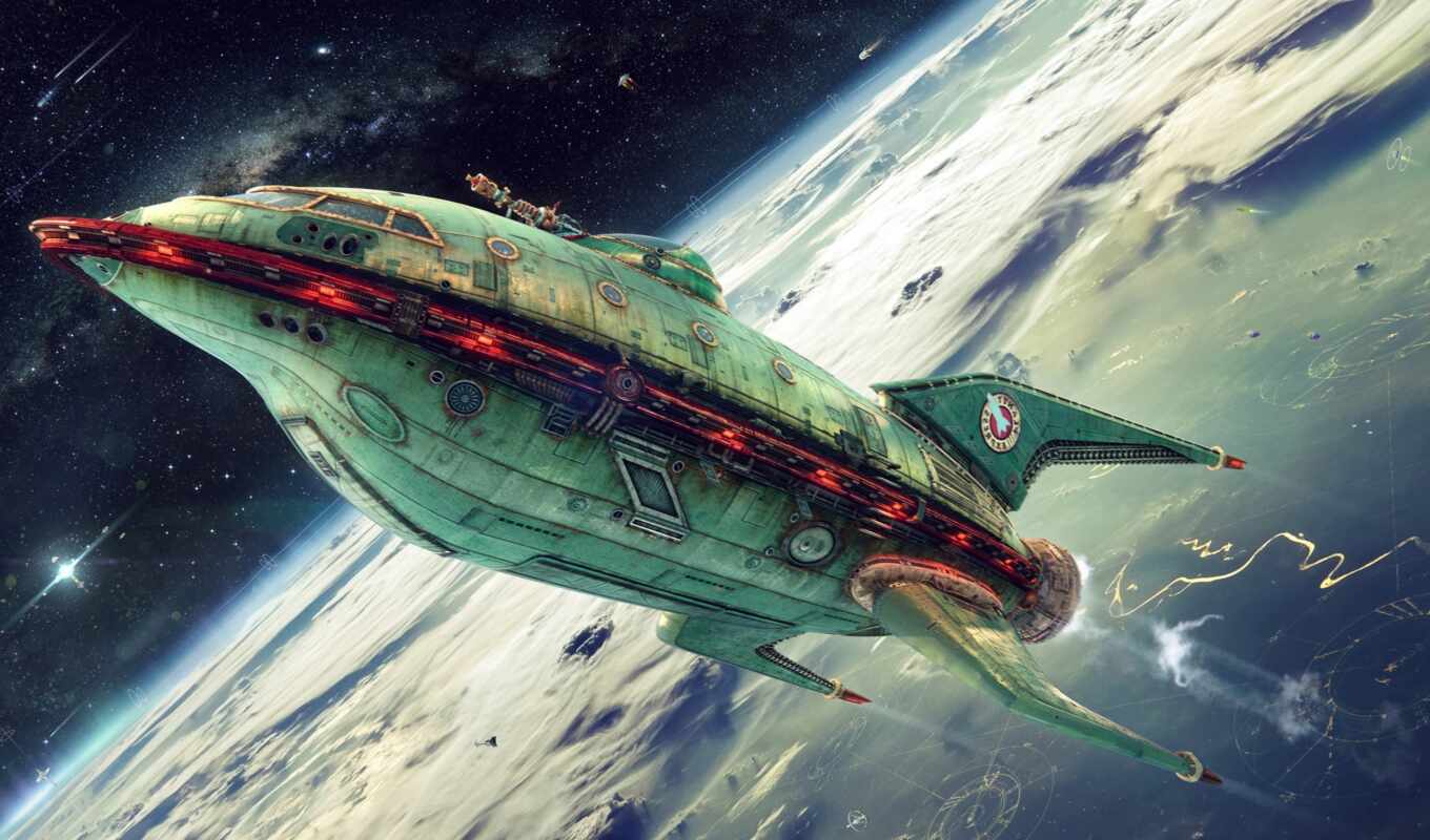 корабль, planet, spaceship, express, futurama, realistic