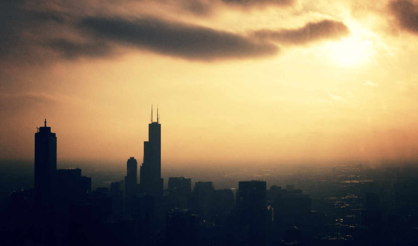 город, cityscape, building, облако, башня, небоскрёб, chicago, willis