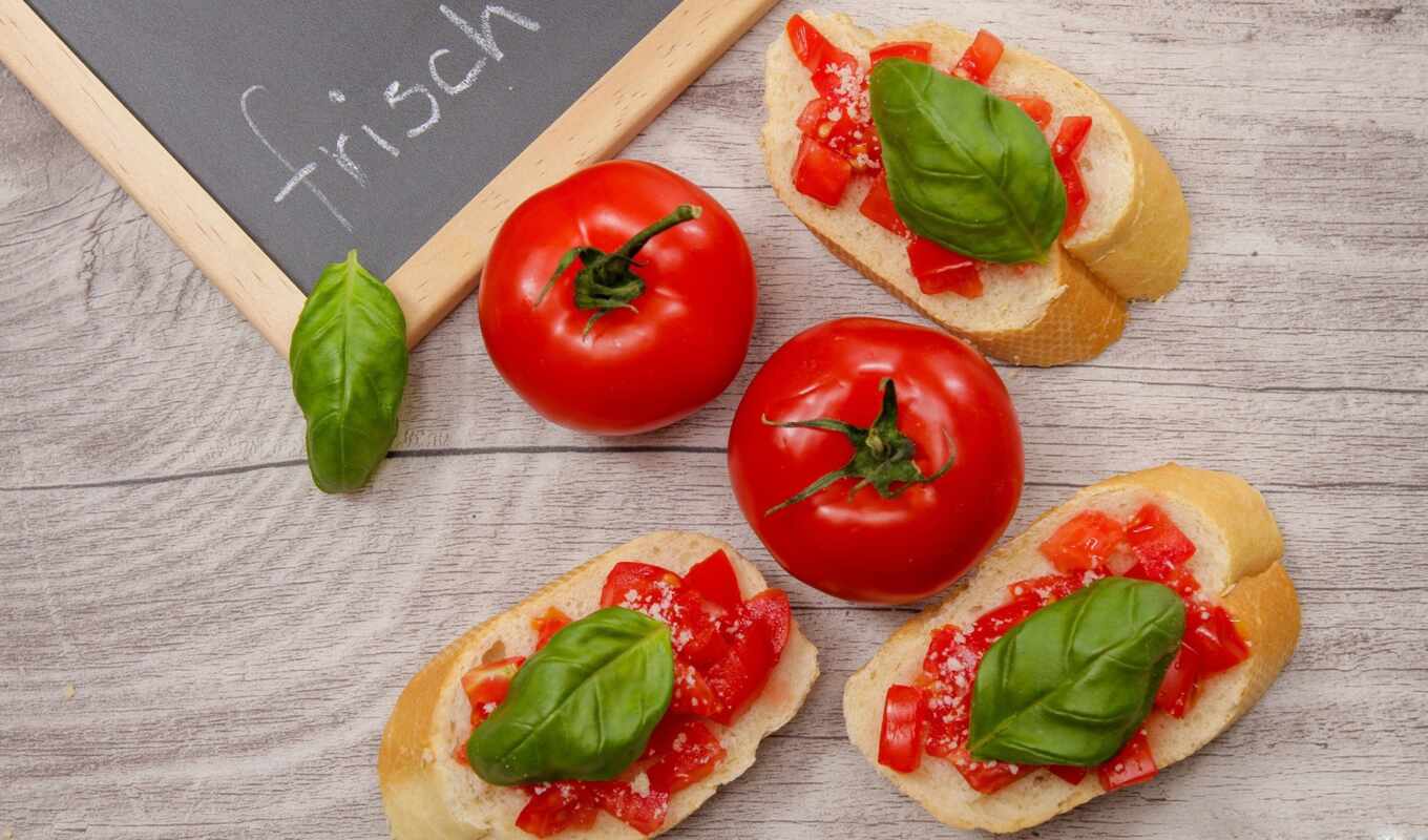 there is, meal, top, kitchen, bread, i love it, tomato, basil, culinary, parmes, bruschetta