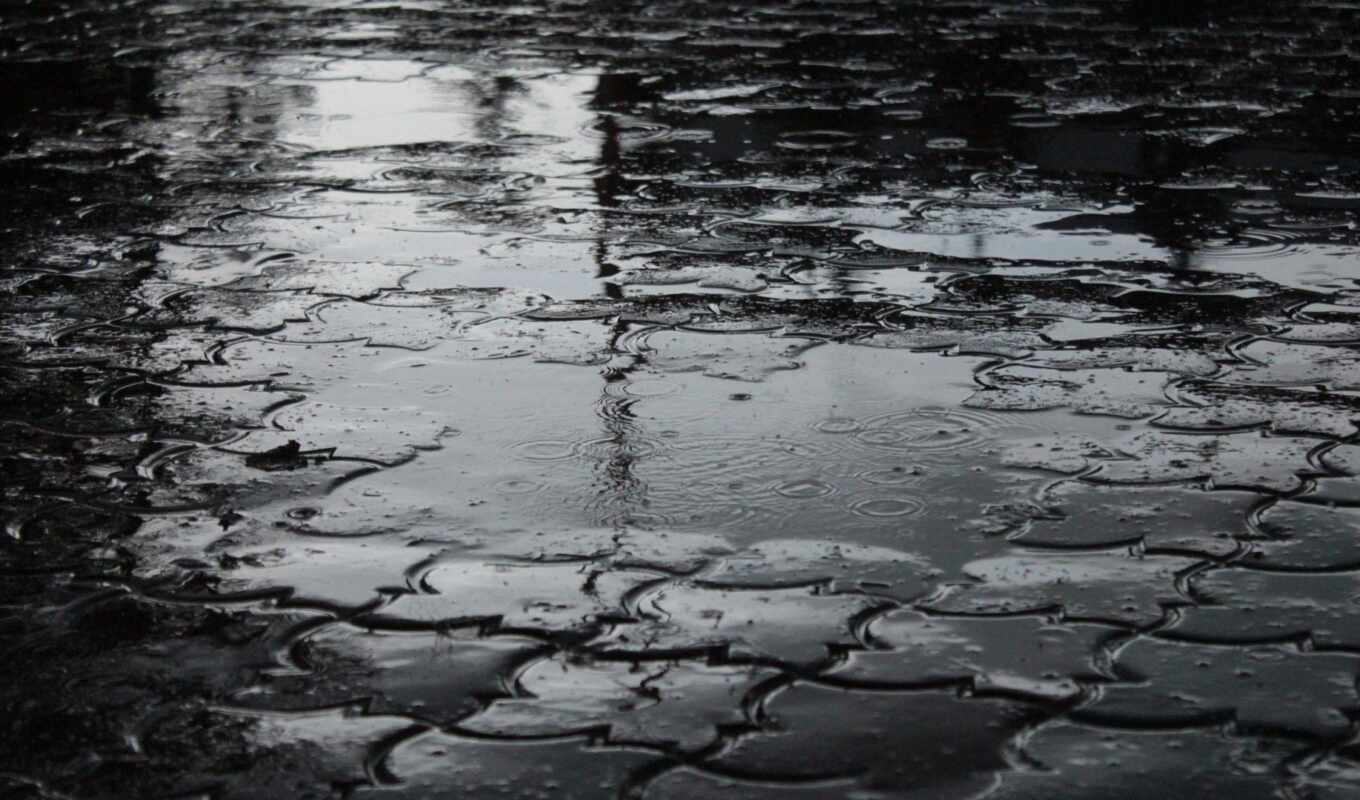 дождь, water, лужа, тротуар
