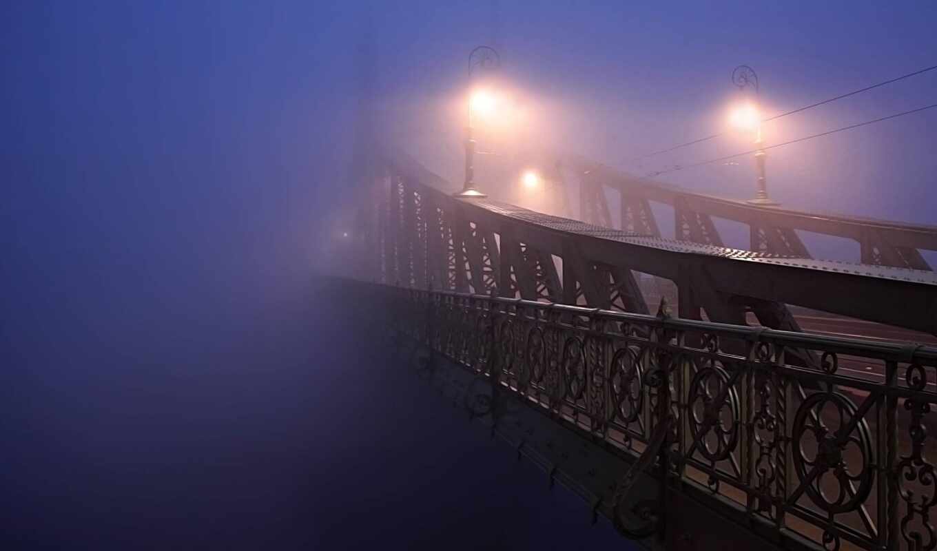 мост, туман, budapest