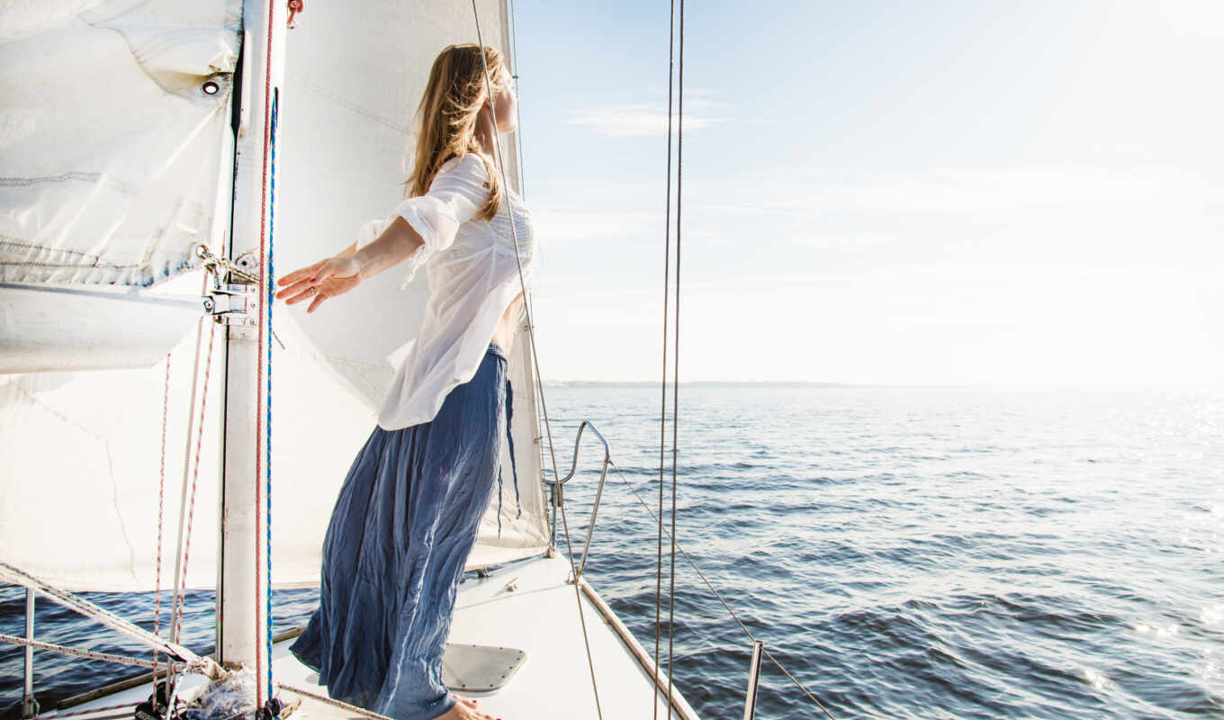 photo, girl, water, sea, wind, rest, yacht, malta, stokovyi