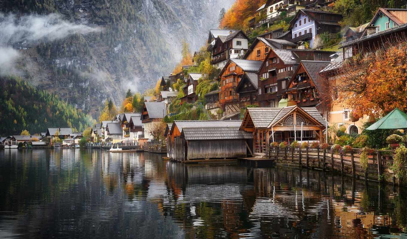озеро, home, гора, австрия, hallstatt