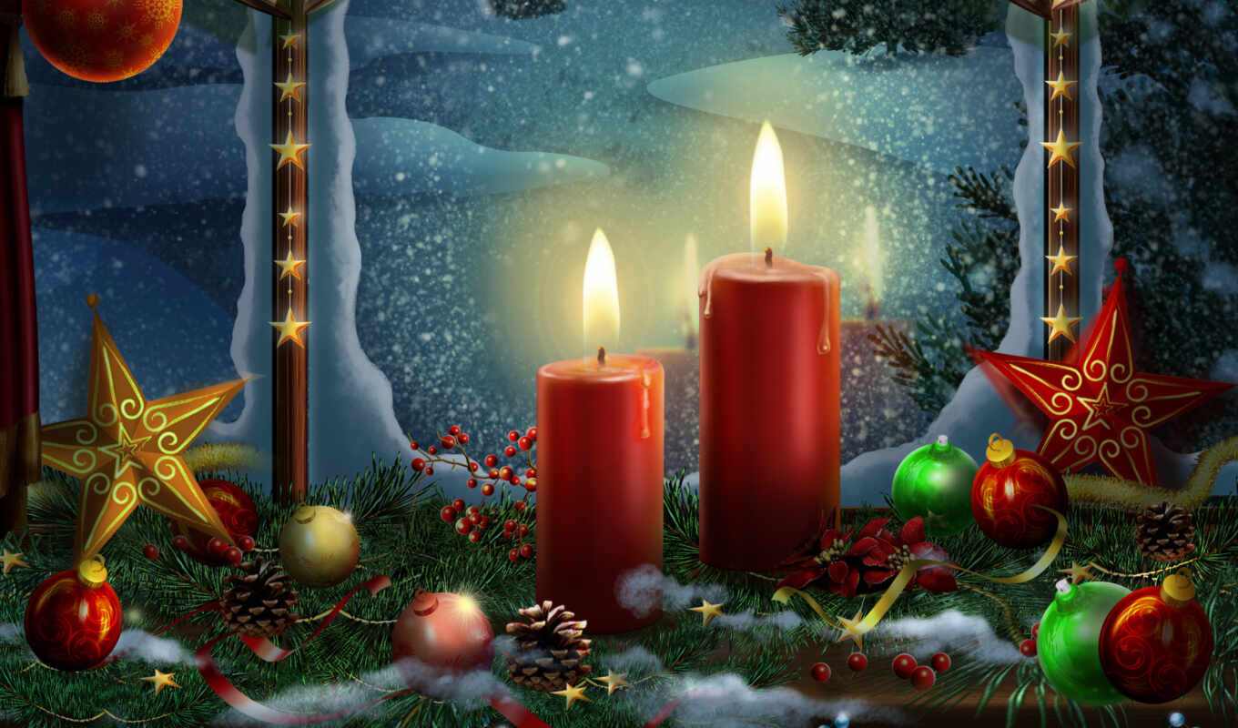 new, year, christmas, holidays, christmas, balls, candles