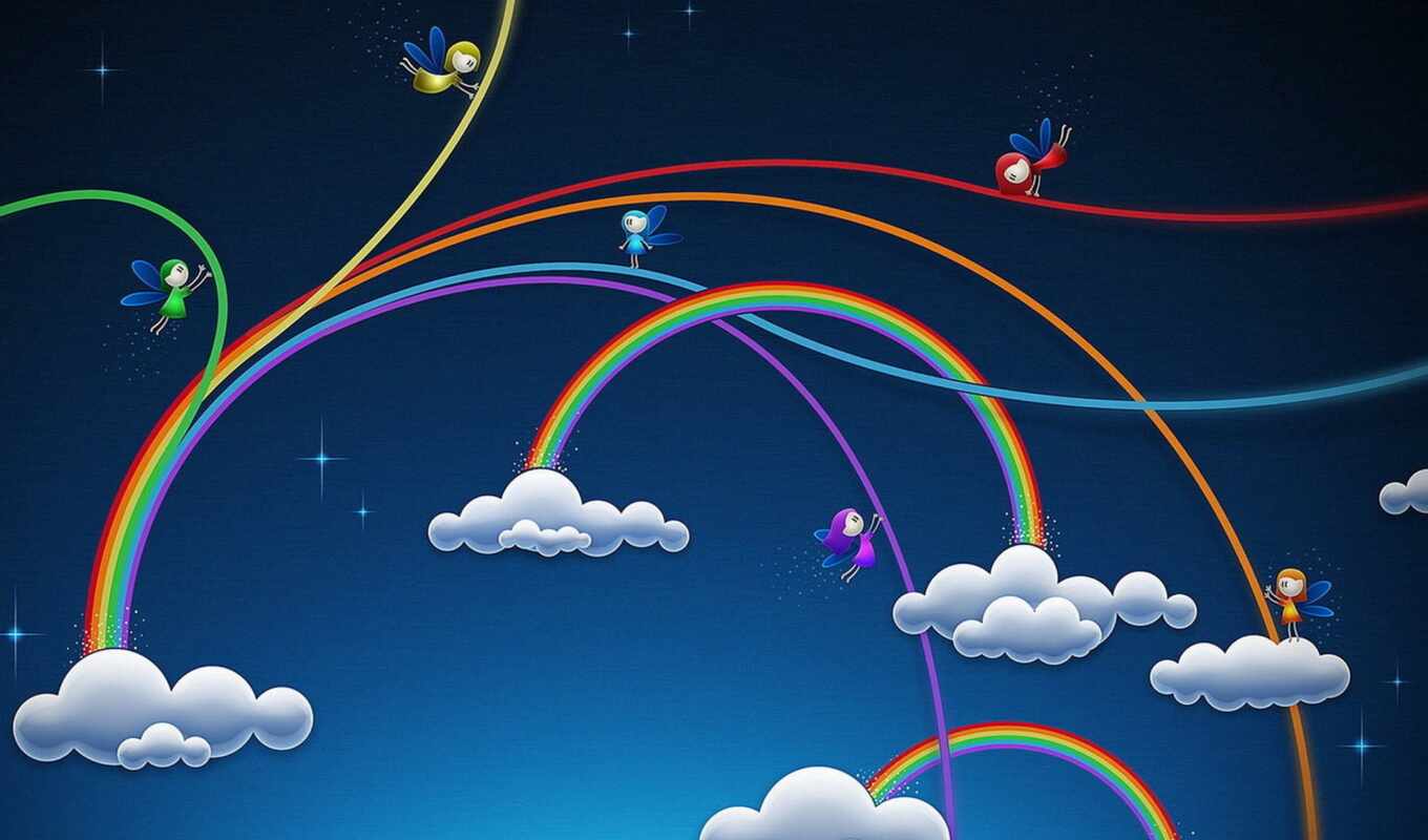 rainbow, dog, cloud