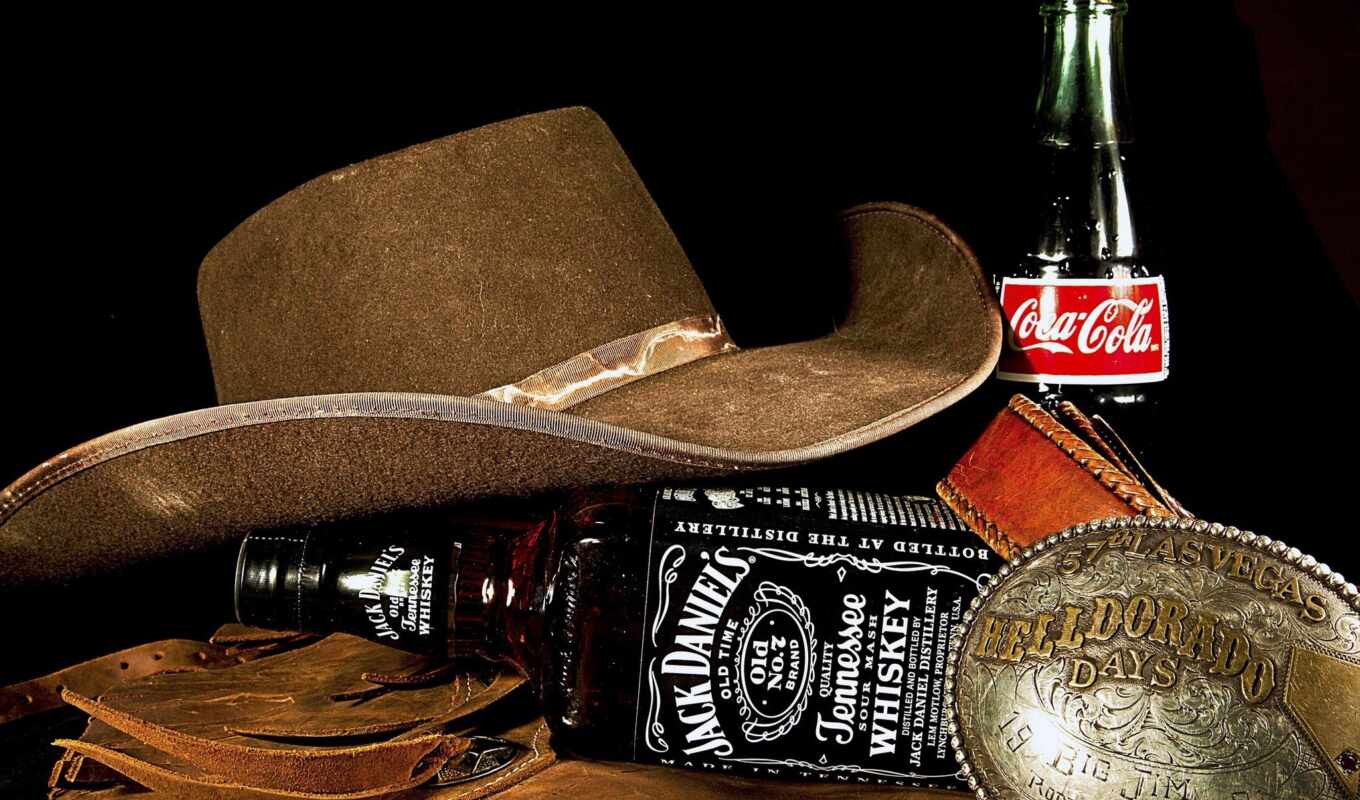шляпа, храм, cola, даниэль, jack, бутылка, whisky