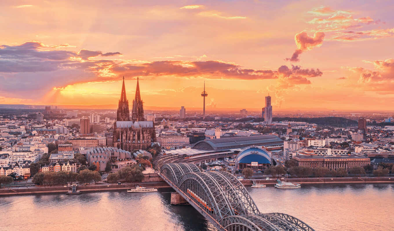 sky, city, Bridge, gallery, which, beautiful, river, Berlin, cathedral, cologne, the Germans