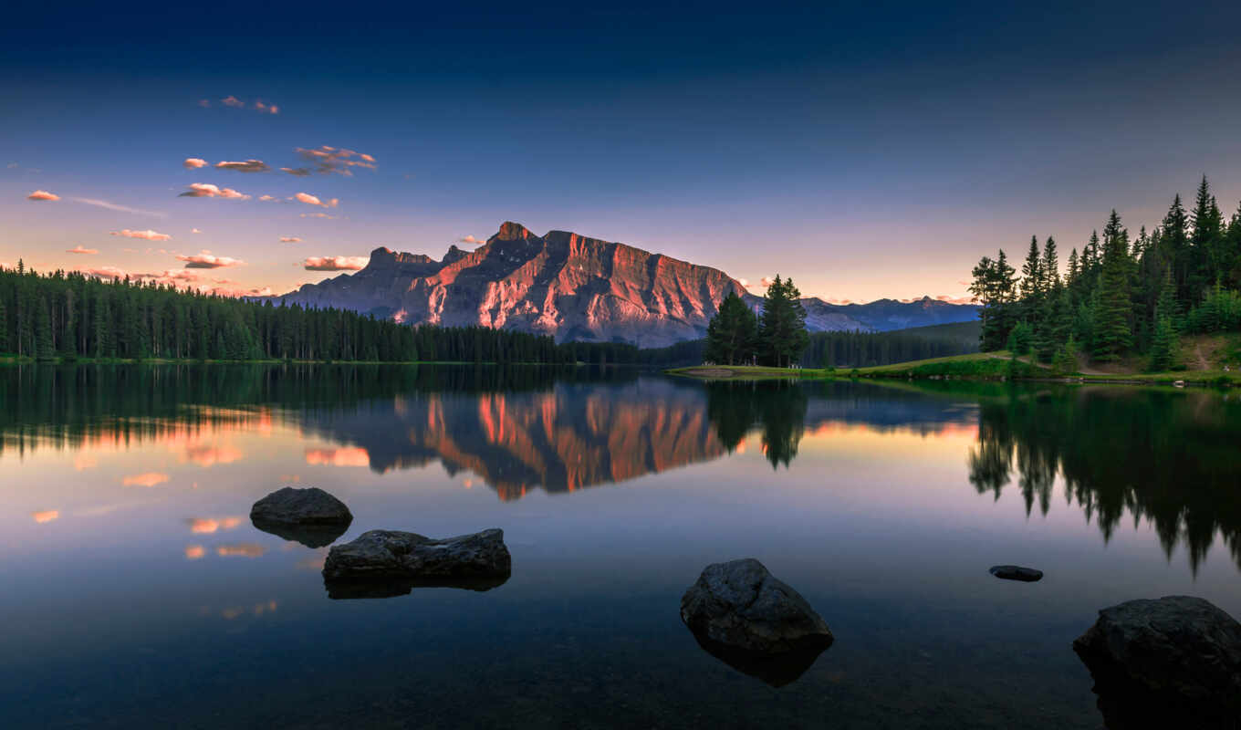 озеро, природа, гора, канада, jack, два, безмятежность