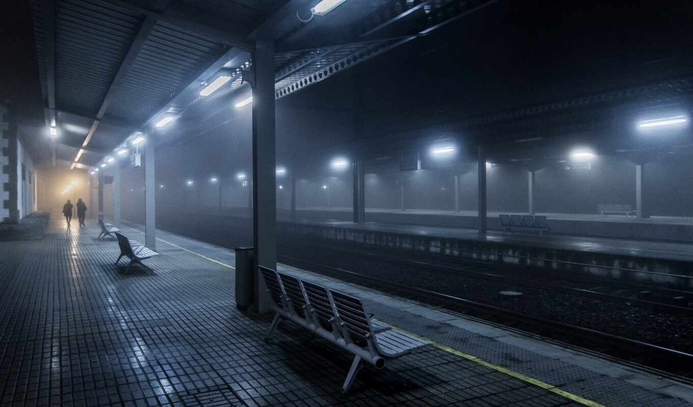 ночь, станция, поезд
