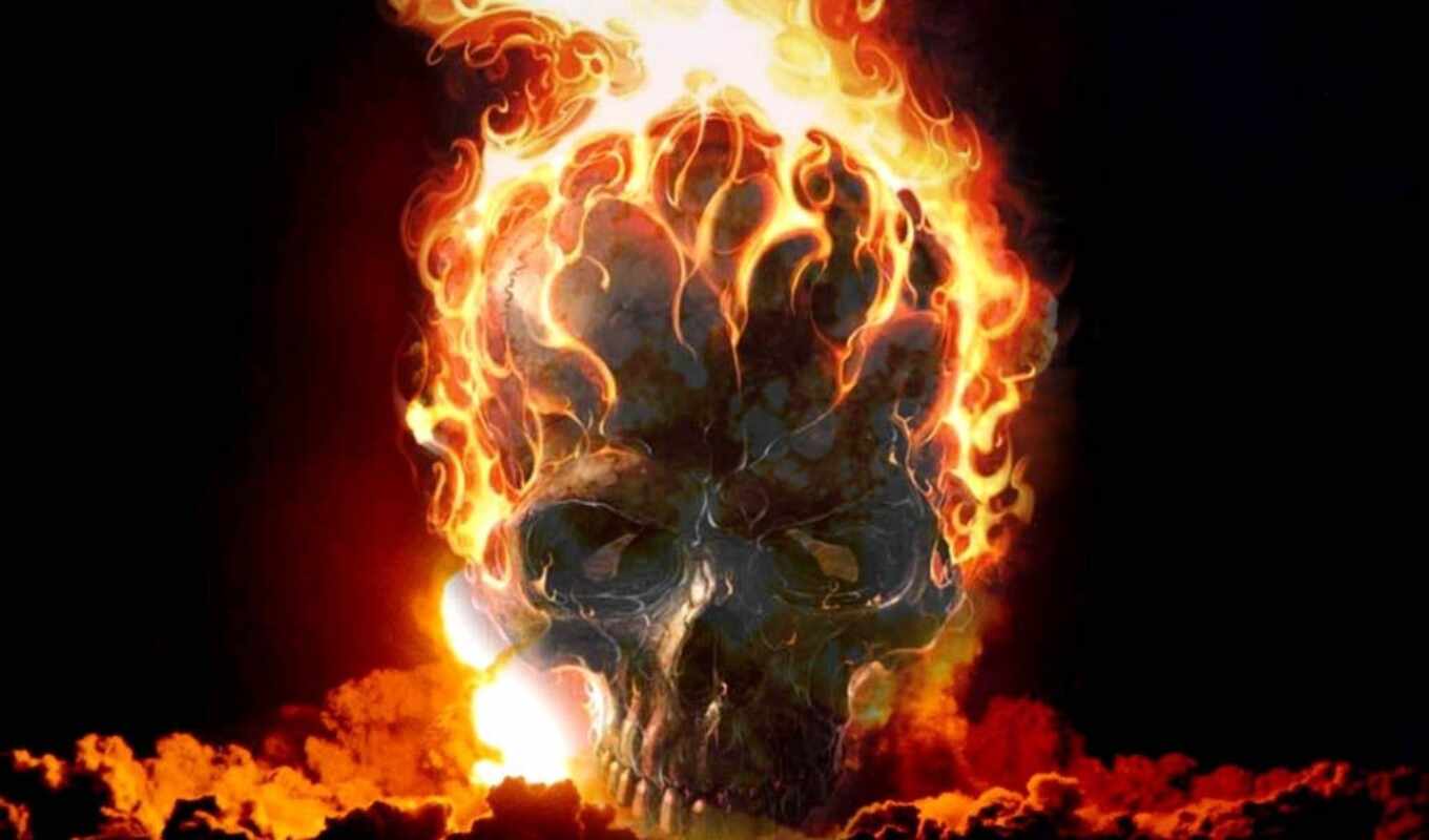 skull, burning