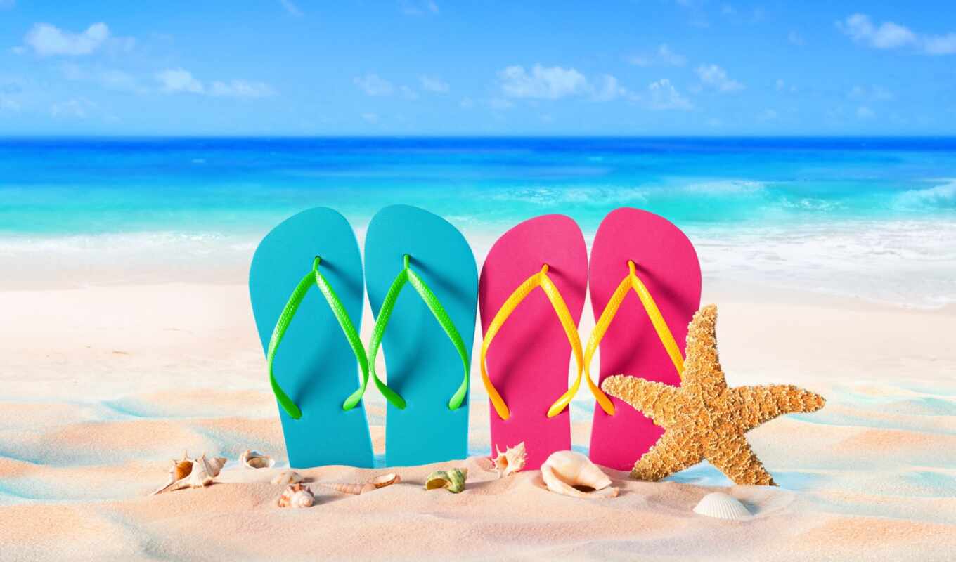 summer, shell, пляж, море, песок, verano, playa, starfish, flip, flop