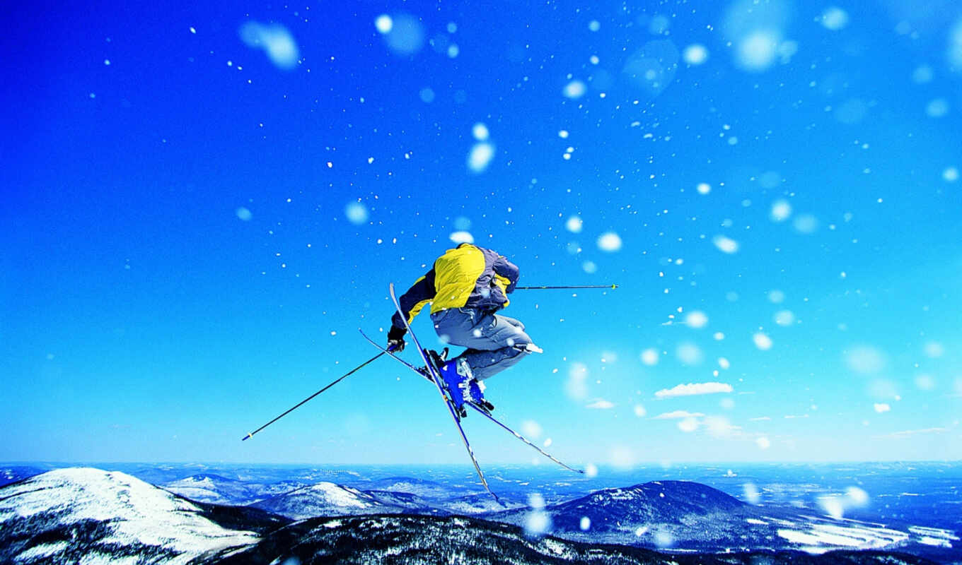 mountains, jump, skis