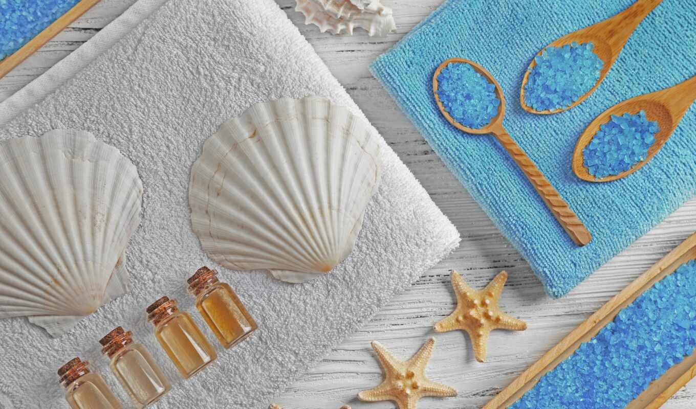 shell, still, spa, salt, life, relax, towel